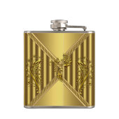 Flasques Nom Monogramme Métal Floral Or Élégant (Dos)