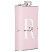 Flasques Nom Monogramme Rose Pâle Moderne Écriture Élégante (Droite)