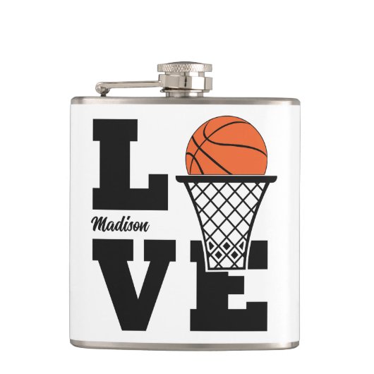 Flasques Nom personnalisé Amour de basketball (Devant)