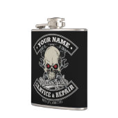 Flasques Nom personnalisé Biker Mécanique Skull Motorcycle (Gauche)