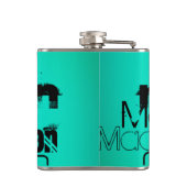 Flasques Nom personnalisé ; Noir & Néon Aqua Turquoise (Dos)