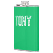 Flasques Nom personnalisé Solide Apple Green Monogramme (Gauche)