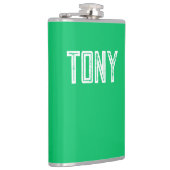 Flasques Nom personnalisé Solide Apple Green Monogramme (Droite)