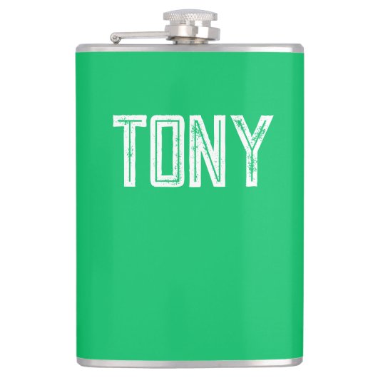 Flasques Nom personnalisé Solide Apple Green Monogramme (Devant)