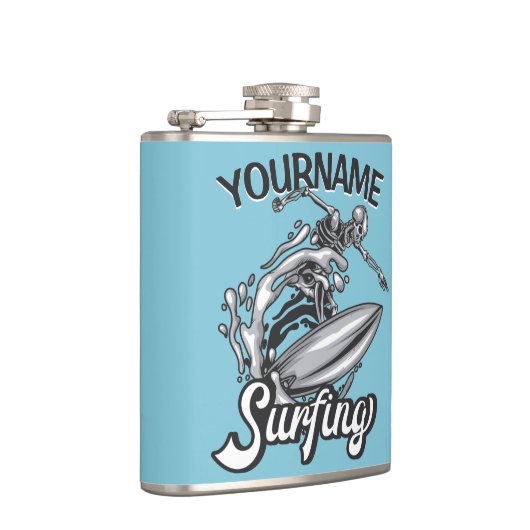 Flasques NOM personnalisé Surfer Big Wave Skeleton Surfing (Droite)