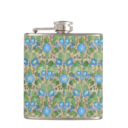 Flasques Nostalgale Blue Morning Glory Hip Flask (Devant)