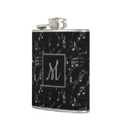 Flasques Notes musicales noires et blanches Monogrammes (Gauche)