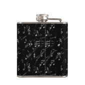 Flasques Notes musicales noires et blanches Monogrammes (Dos)