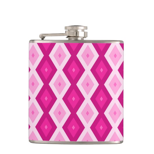 Flasques Nuances de motif de diamant fuchsia (Devant)