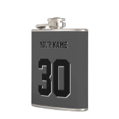 Flasques Numéro et nom personnalisés en noir simple (Gauche)