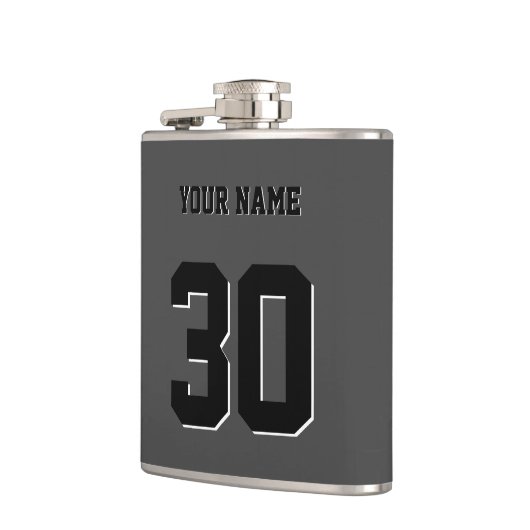 Flasques Numéro et nom personnalisés en noir simple (Gauche)