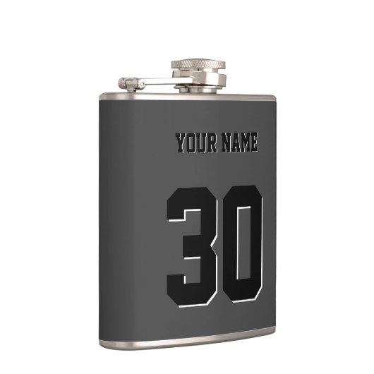 Flasques Numéro et nom personnalisés en noir simple (Droite)