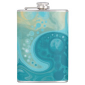 Flasques Ocean Blue Waves et Sandy Brown Fluid Art (Devant)