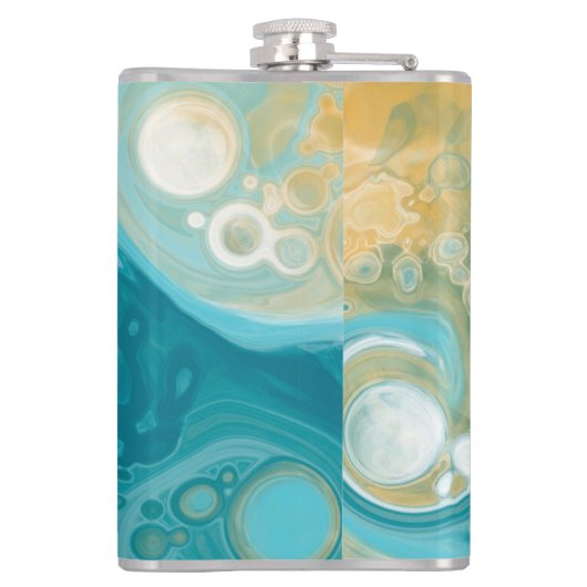 Flasques Ocean Blue Waves et Sandy Brown Fluid Art (Dos)