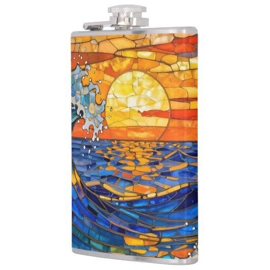 Flasques Oceanic Coastal Ocean Waves Sunset   (Gauche)