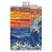 Flasques Oceanic Coastal Ocean Waves Sunset   (Dos)