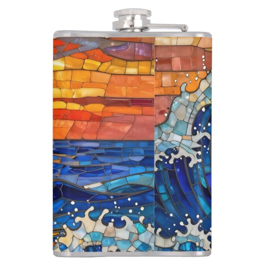 Flasques Oceanic Coastal Ocean Waves Sunset   (Dos)