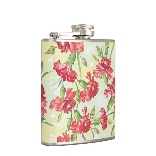 Flasques Oeillets rouges sur le vert avec des papillons (Droite)