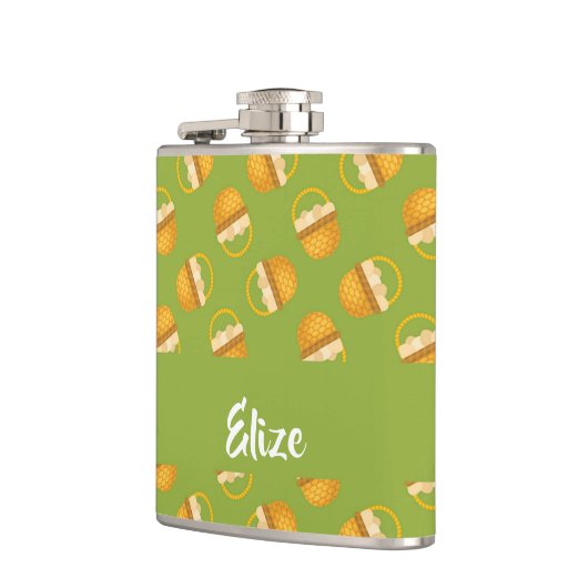 Flasques Oeufs en corbeille marron sur vert (Gauche)