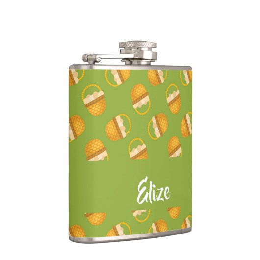 Flasques Oeufs en corbeille marron sur vert (Droite)