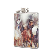 Flasques Oeuvre d'aquarelle des Chevaux sauvages (Gauche)