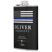 Flasques Officier de police| Ligne Bleue Mince Thème Noir (Gauche)