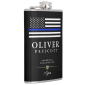 Flasques Officier de police| Ligne Bleue Mince Thème Noir (Droite)