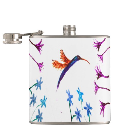 Flasques Oiseau Art Floral Colibri (Ouvert)