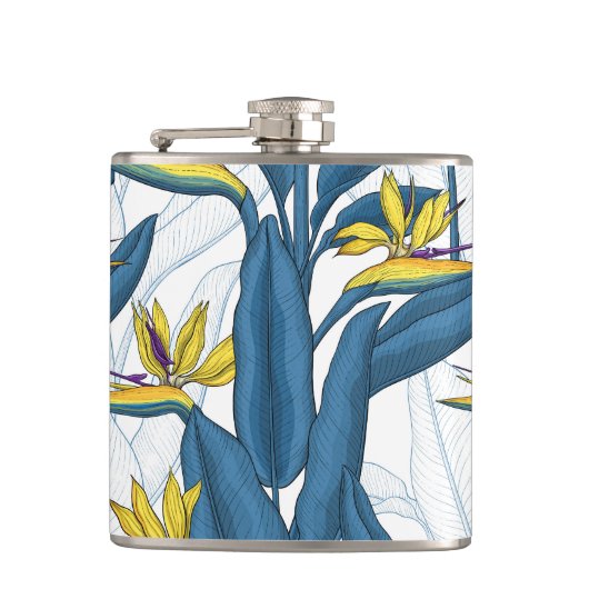 Flasques Oiseau de fleurs de paradis sur blanc (Devant)