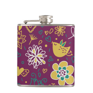 Flasques Oiseaux lunatiques et fleurs de vin