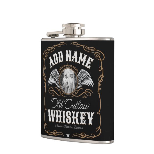 Flasques Old Moonshine Whiskey Étiquette AJOUTER PHOTO Nom (Gauche)