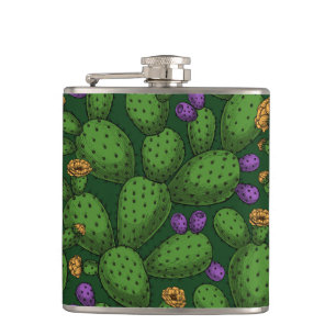 Flasques Opuntie de floraison sur vert foncé