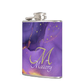 Flasques Or et mauve Agate 💜 ✨ Élégant Script Monogramme (Gauche)