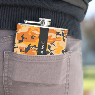Flasques Orange Camouflage Votre nom Personnalisez