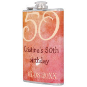Flasques Orange rouge 50 anniversaire ajouter nom date p (Gauche)