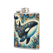 Flasques Orca Killer Whale Floral Whimsical Plage nautique (Gauche)