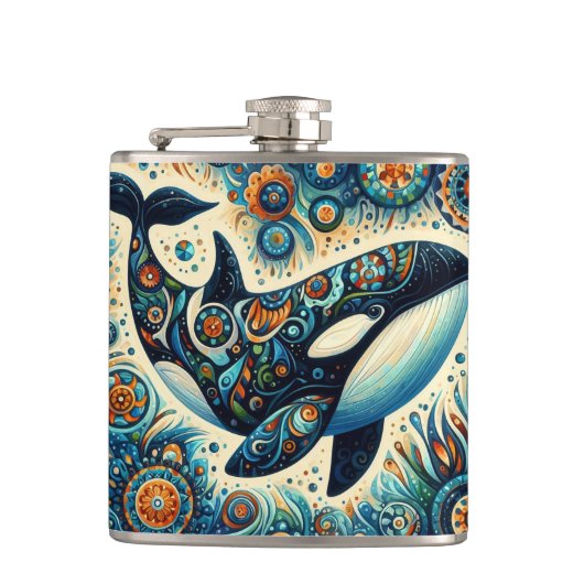 Flasques Orca Killer Whale Floral Whimsical Plage nautique (Devant)
