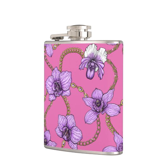 Flasques Orchidées et chaînes, violet et rose (Gauche)