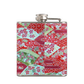 Flasques Origami de fleurs rouges washi japonais Yuzen Hip  (Dos)