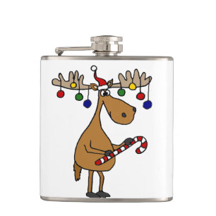 Flasques Orignaux drôles de Noël avec des ornements