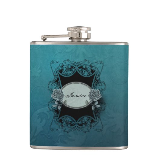 Flasques Ornat gravé bleu Damask (Devant)