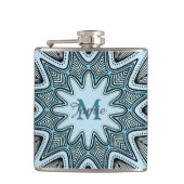 Flasques Ornate Blue Monogram Mandala Personalised (Devant)