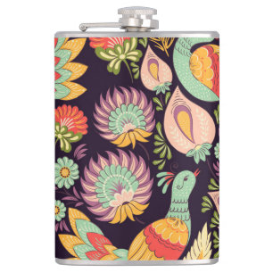 Flasques Ornement vintage Folk Floral Birds