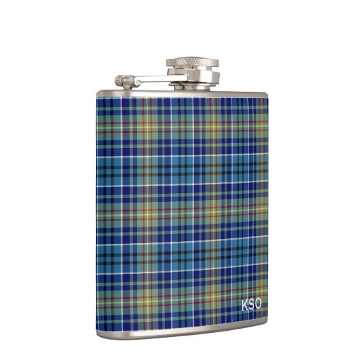 Flasques O'Sullivan Tartan Monogramme bleu et vert Plaid (Droite)