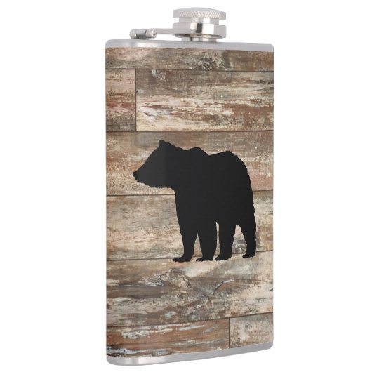 Flasques Ours Bois Peinture Rustique Style Flask (Droite)