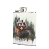 Flasques Ours et arbres à l'aquarelle Rustique sauvage (Gauche)