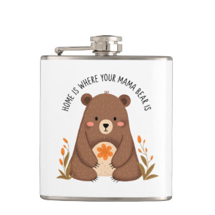 Flasques Ours mignonne de maman aux fleurs