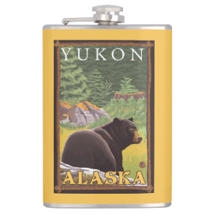Flasques Ours noir dans la forêt - le Yukon, Alaska