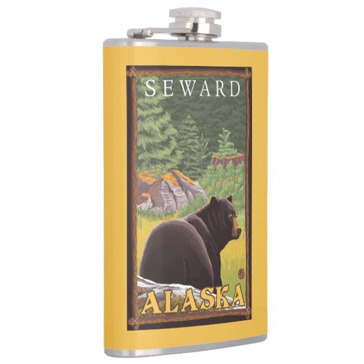 Flasques Ours noir dans la forêt - Seward, Alaska (Droite)