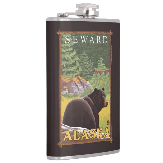 Flasques Ours noir dans la forêt - Seward, Alaska (Droite)